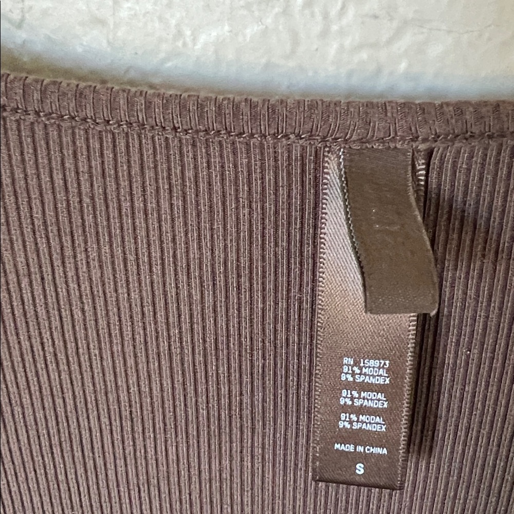 Skims brown ribbed square neck lounge maxi dress - Picture 5 of 8
